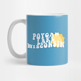 Sunshine in Poygan Lake Wisconsin Retro Wavy 1970s Summer Text Mug